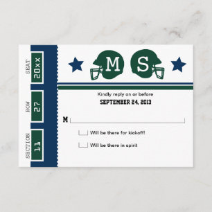 Football Ticket Wedding RSVP Card