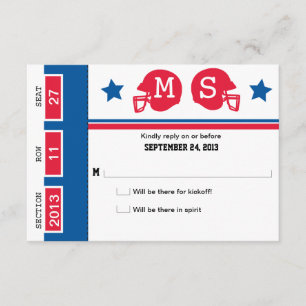 Football Ticket Wedding RSVP Card