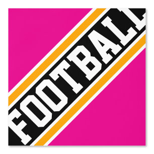 FOOTBALL Tiled Bright Pink Yellow Black Stripes Wallpaper