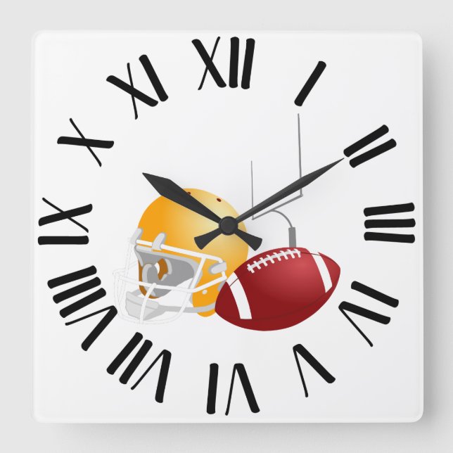 Football Time Square Wall Clock (Front)