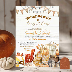 Football Touchdown and Tiny Toes Co-Ed Baby Shower Invitation
