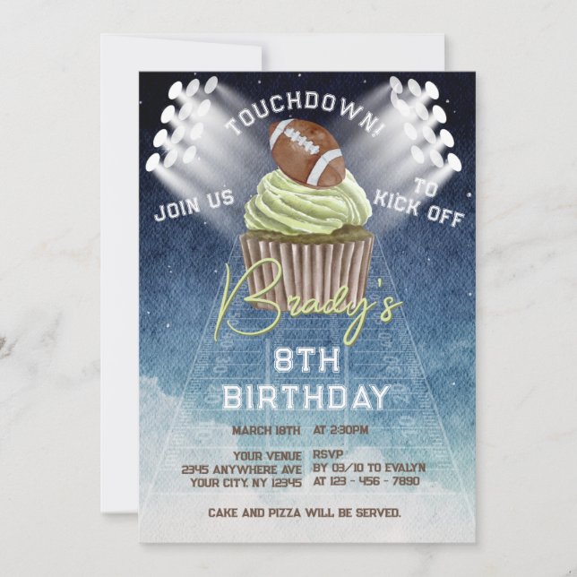 Football Touchdown Birthday Party Invitation (Front)