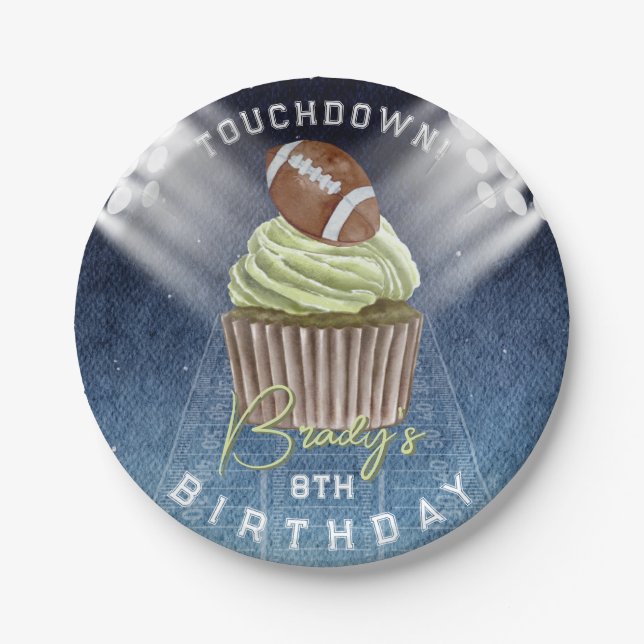 Football Touchdown Birthday Party Paper Plate (Front)