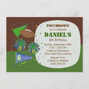 Football Touchdown Children's Birthday Party Invitation