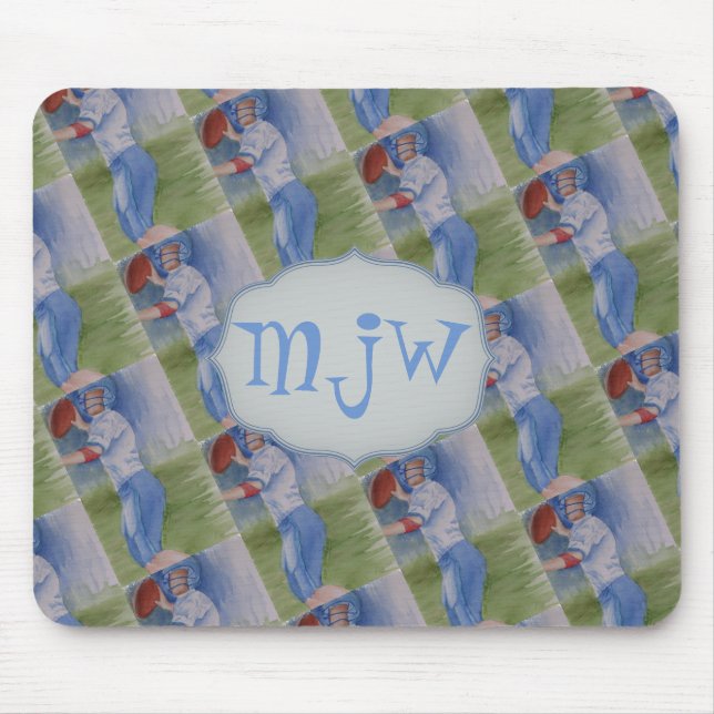 FOOTBALL TOUCHDOWN PASS MONOGRAM MOUSE MAT (Front)