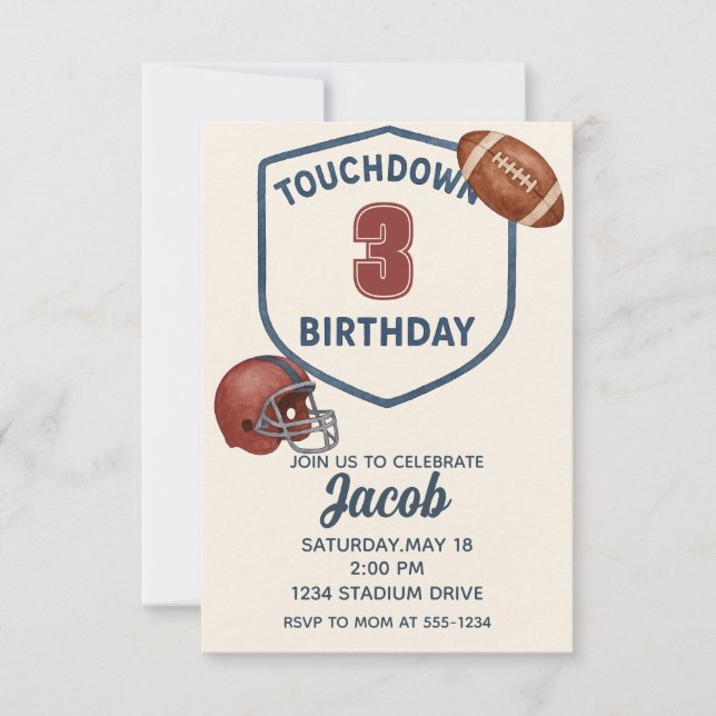Football Touchdown Sports Boy Birthday Party  Invitation (Front)