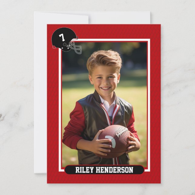 Football Trading Card Photo Birthday Party (Front)
