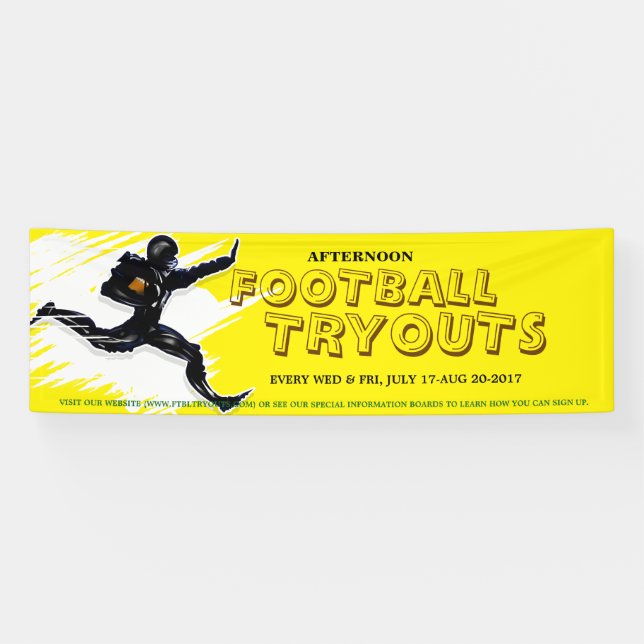 Football Tryouts Vinyl Banner (Horizontal)