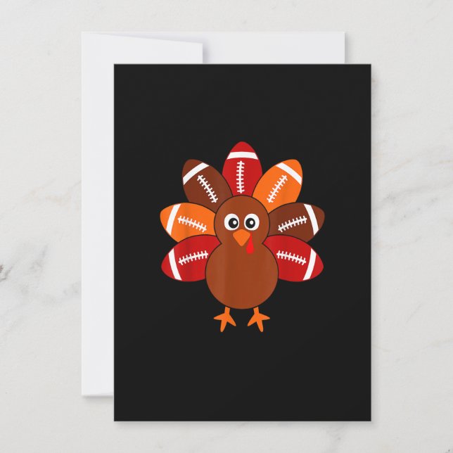 Football Turkey Balls Thanksgiving Shirt Boys Kids Invitation (Front)