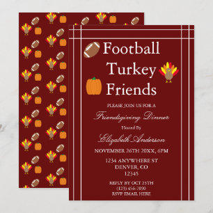 Football, Turkey, Family Friendsgiving Invitation
