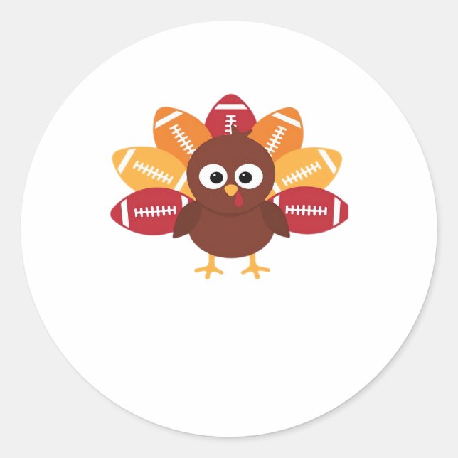 Football Turkey Funny Thanksgiving Oversized T-Shi Classic Round Sticker (Front)