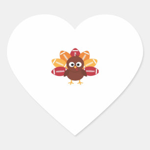 Football Turkey Funny Thanksgiving Oversized T-Shi Heart Sticker
