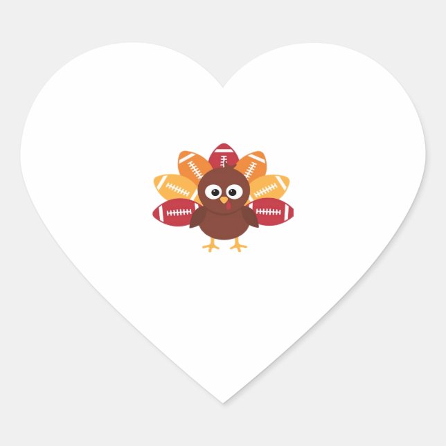 Football Turkey Funny Thanksgiving Oversized T-Shi Heart Sticker (Front)