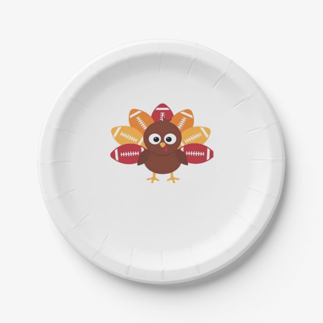 Football Turkey Funny Thanksgiving Oversized T-Shi Paper Plate (Front)