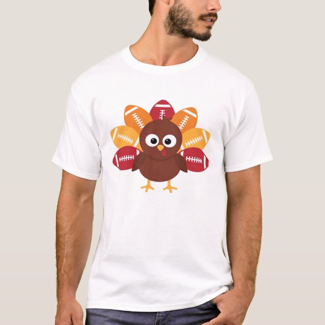 Football Turkey Funny Thanksgiving Oversized T-Shi T-Shirt (Front)