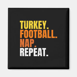 Football Turkey Nap Repeat Pumpkin Happy Thanksgiv Magnet