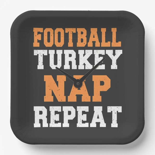 Football Turkey Nap Repeat Thanksgiving Paper Plate (Front)