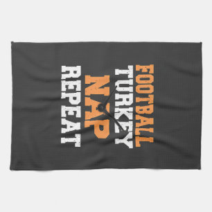 Football Turkey Nap Repeat Thanksgiving Tea Towel