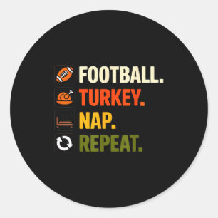 Football Turkey Thanksgiving For Kids Boys Men Classic Round Sticker