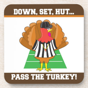 Football & Turkey Thanksgiving Plastic Coasters