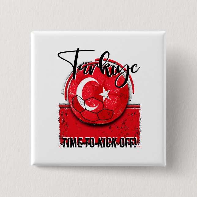 Football Türkiye Flag, Distressed Soccer Ball 15 Cm Square Badge (Front)