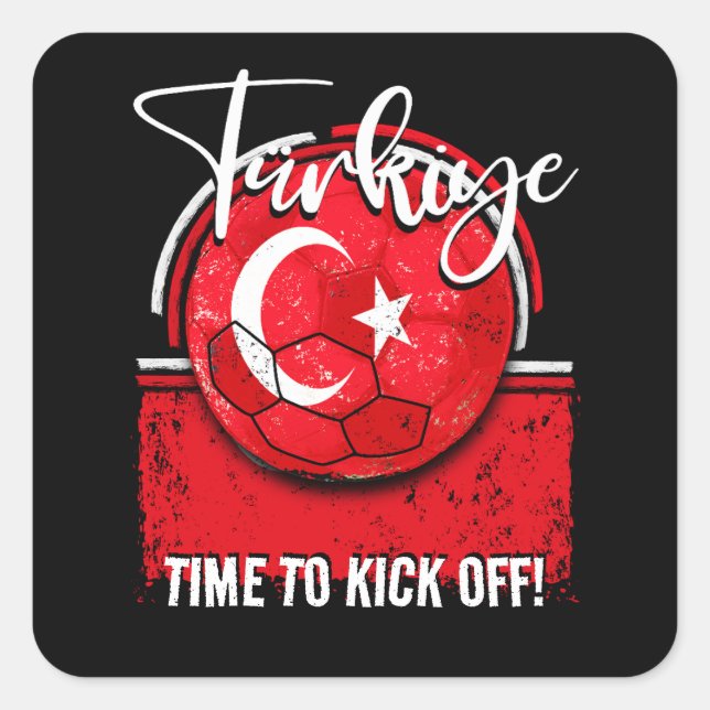 Football Türkiye Flag, European Turkish Soccer Square Sticker (Front)