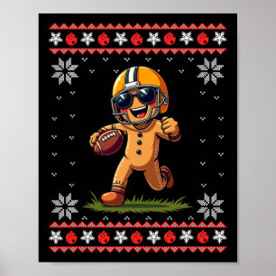 Football Ugly Christmas Men Kids Tees Gingerbread Poster