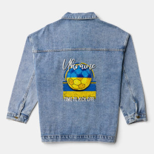 Football Ukraine Flag, Retro Soccer Ball Denim Jacket