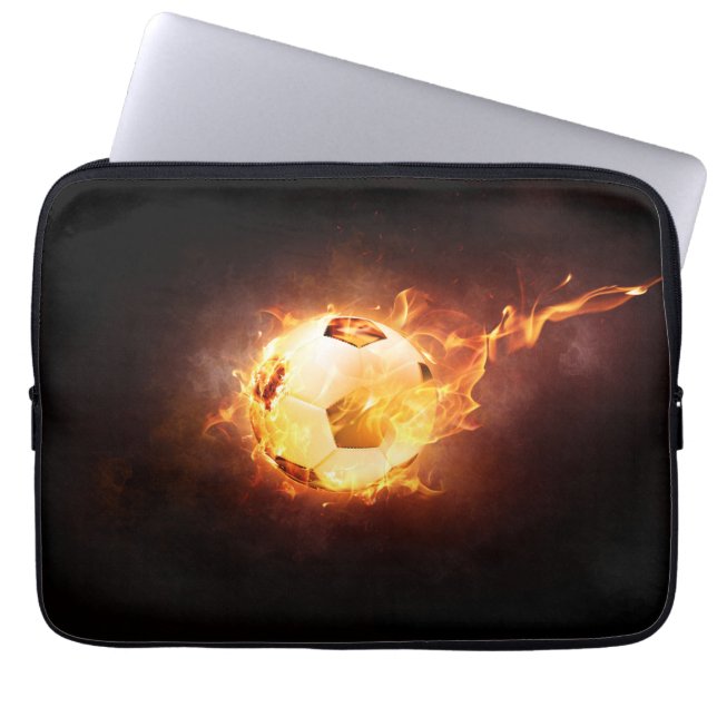 Football under Fire, Ball, Soccer Laptop Sleeve (Front)
