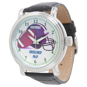 Football Unsigned Pro Black Vintage Leather Watch