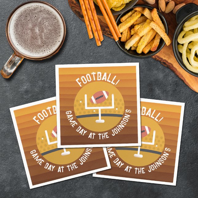 Football Upright Game Day Napkin (Football upright game day personalized cocktail napkins)