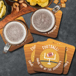 Football Upright Game Day Square Paper Coaster<br><div class="desc">American football game day coasters feature a football through the uprights on brown to gold stripes and your personalisation. MATCHING items in our collection.</div>