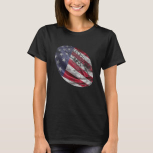 Football Us Flag Distress Fan Sport July 4th Ameri T-Shirt
