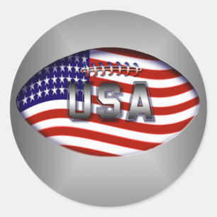 Football USA American Flag Classic Round Sticker