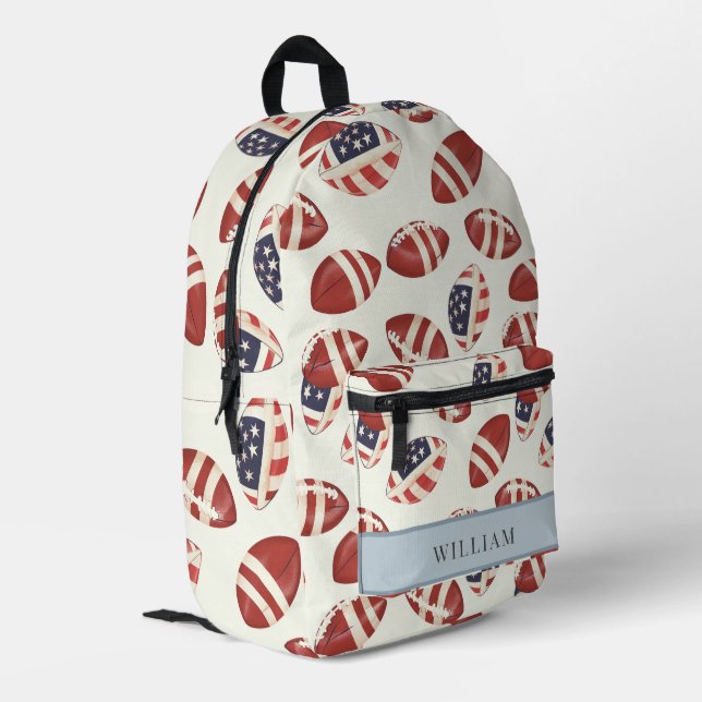 Football USA flag Beige Kids Back To School Printed Backpack (Back Corner Left)
