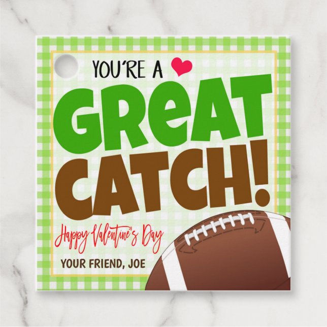 Football Valentine Gift Tag (Front)