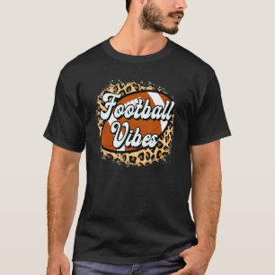 Football Vibes Leopard Vintage Football Sports Pla T-Shirt