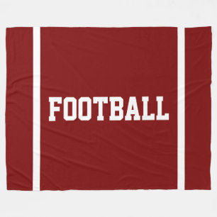 FOOTBALL Vintage Red White Text End Zone Stripes Fleece Blanket