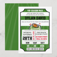FOOTBALL VIP TICKET Bar Bat Mitzvah Invitation
