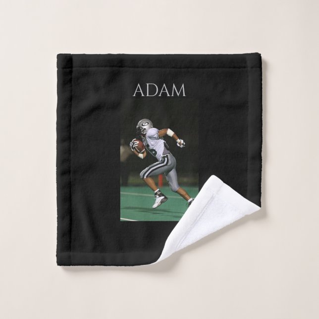 Football wash cloth with personalised name. (Wash Cloth)