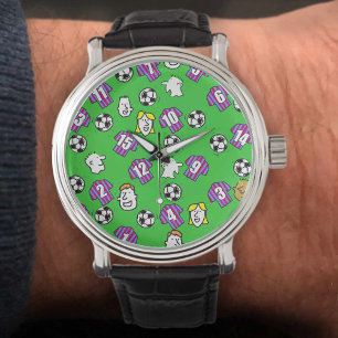 Football Watch - with Claret & Blue Striped Shirts