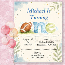 Football Watercolor First Birthday