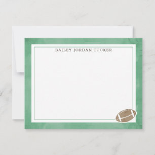 Football Watercolor Green Stationery Note Card
