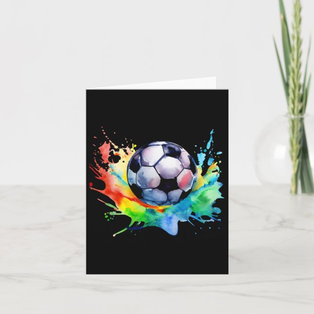 Football Watercolor Soccer Ball Artsy Splash Playe Card (Front)