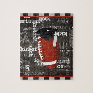 Football wearing Graduation Cap, Football Words Jigsaw Puzzle