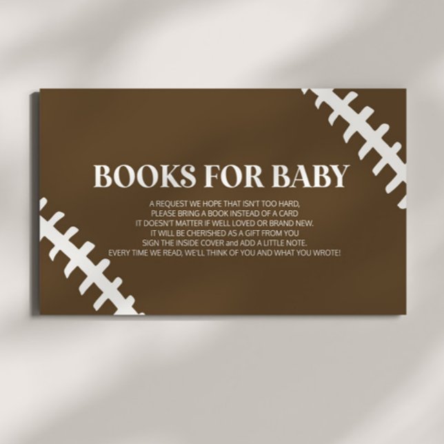 Football White Brown Baby Shower Books For Baby Enclosure Card (Creator Uploaded)
