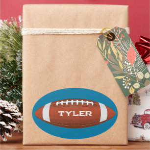 Football & White Name on Blue Oval Sticker