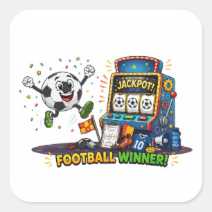Football Winner Jackpot Slot Machine Soccer Ball Square Sticker