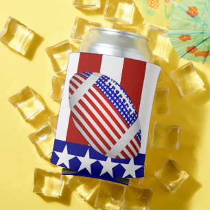 Football With American Flag Can Cooler
