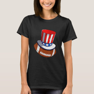 Football With American Flag Hat Patriotic 4th Of J T-Shirt